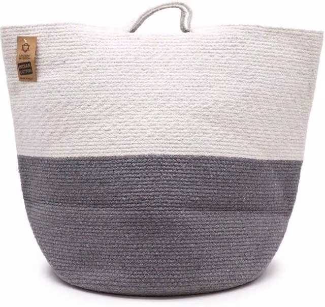 KDMD Cotton Rope Laundry and Storage Basket, Grey, W: 45 cm, D: 40 cm, H: 40 cm – 1