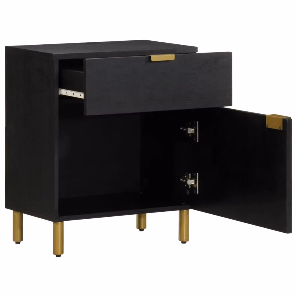 Berkfield Home Black Bedside Cabinet W/D/H: 50 x 33 x 60 cm – 2