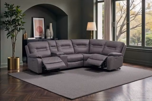 META Jackson 2 Corner 1 + Console Reversible Power Recliner Sofa in Dark Grey with USB Charging and Cup Holders – 1