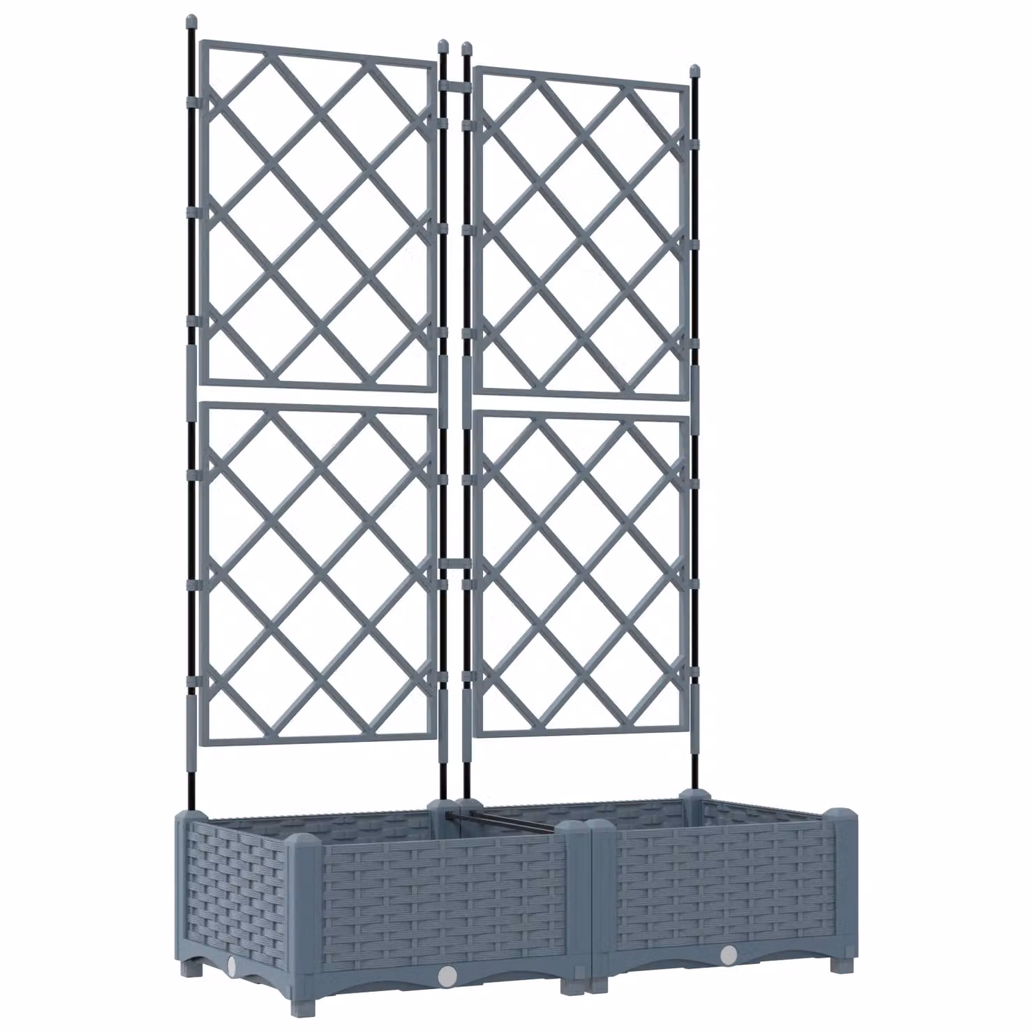 Berkfield Home Garden Planter with Trellis, 2 Piece Set, Grey, W: 80 cm, D: 40 cm, H: 125.5 cm – 2