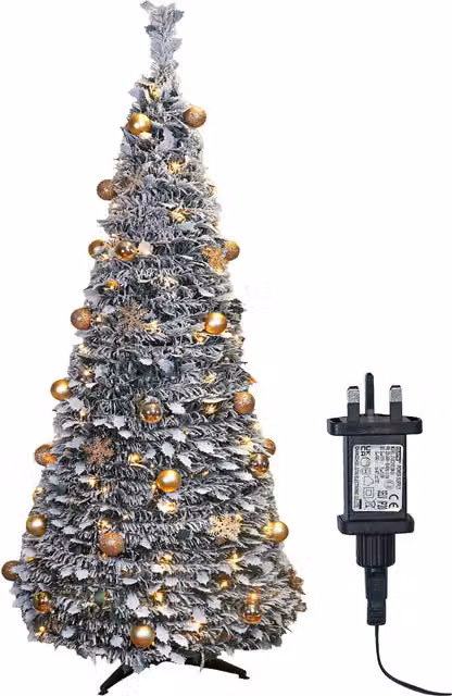 Xmas Haus 2.1m Pre-Lit LED Pop Up Gold Decor Christmas Tree in Silver – 1