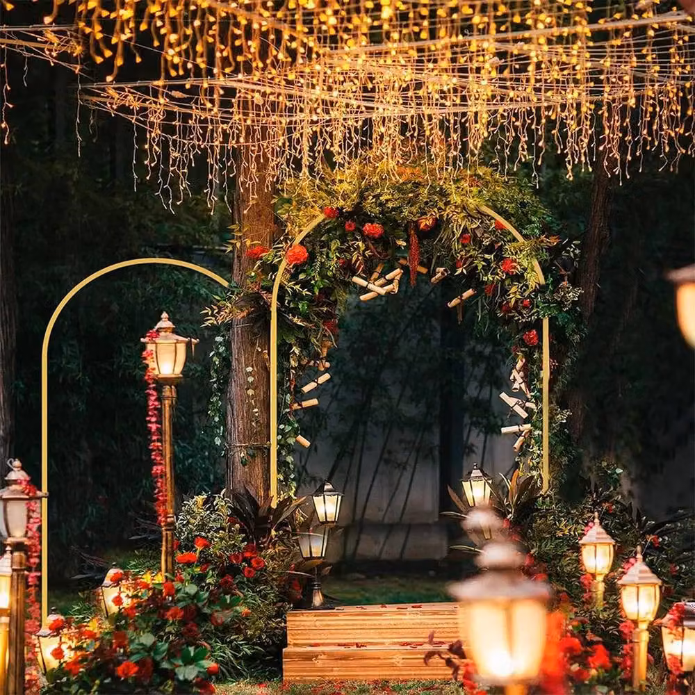 KORVIXA Gold Wedding Arch Door Backdrop Stand, H 220 cm x W 100 cm x D 100 cm – 2