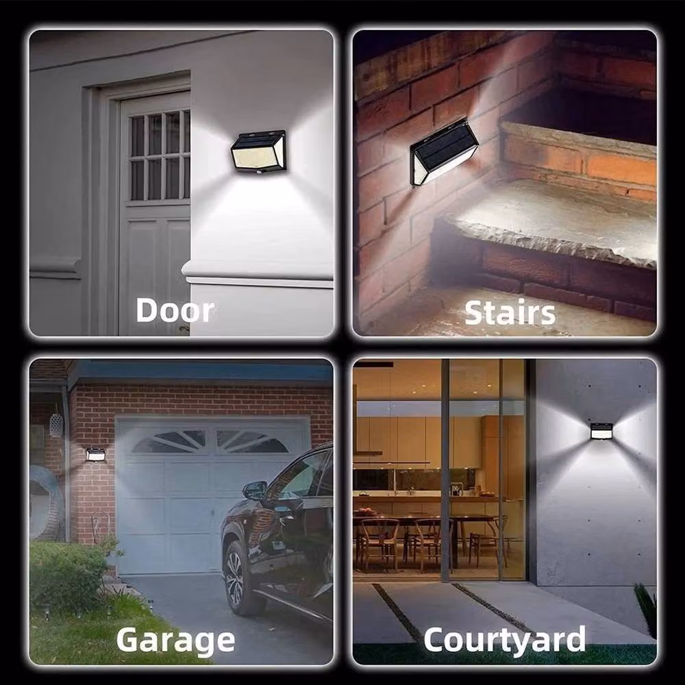 NESTLUNE 2-Piece 468 LED Solar Powered PIR Motion Sensor Wall Lights in Black – 6