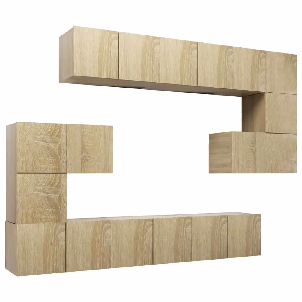 Berkfield Home 10 Piece Modern Sonoma Oak TV Cabinet Set in Brown – 2