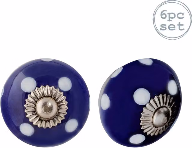 Nicola Spring Blue Polished Ceramic Cabinet Knobs, Pack of 6 – 4
