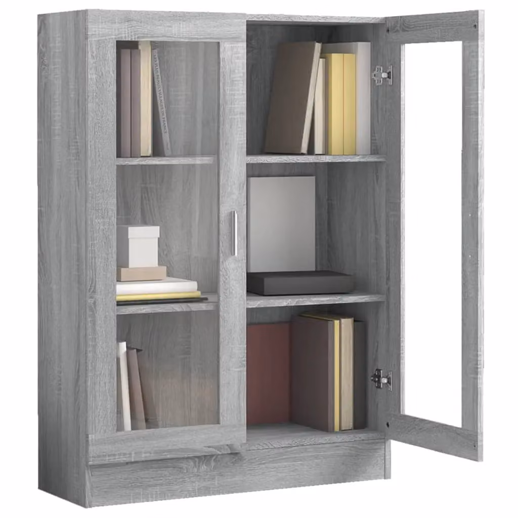 Berkfield Home Grey Sonoma Vitrine Cabinet with Glass Doors, W/D/H: 82.5 x 30.5 x 115 cm – 2