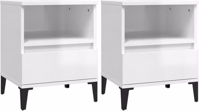 Berkfield Home Set of 2 High Gloss White Bedside Cabinets W/D/H: 40 x 35 x 50 cm – 1