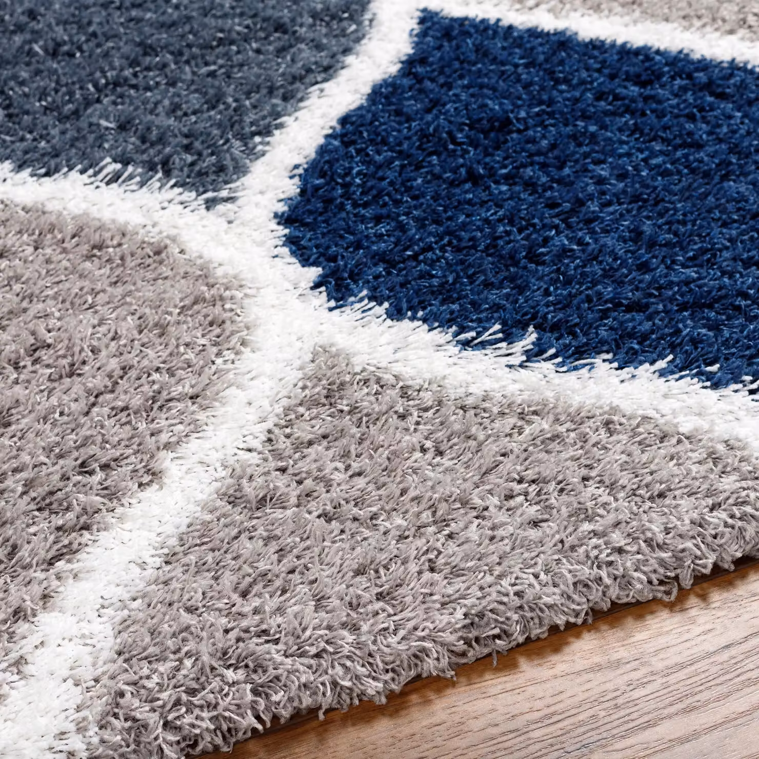 Livabliss Urban Shag Modern Rectangular Living Room and Bedroom Rug in Beige, White, Blue and Grey, W: 200 cm, D: 290 cm – 3
