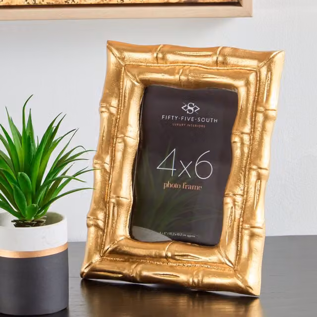 Orsina Hiba Gold Finish Bamboo Effect Single Photo Frame, 10 x 15 cm – 2