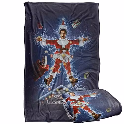 Warner Bros. Christmas Vacation Poster Super Soft Fleece Throw Blanket, Multicolour, W: 91 cm, D: 147 cm