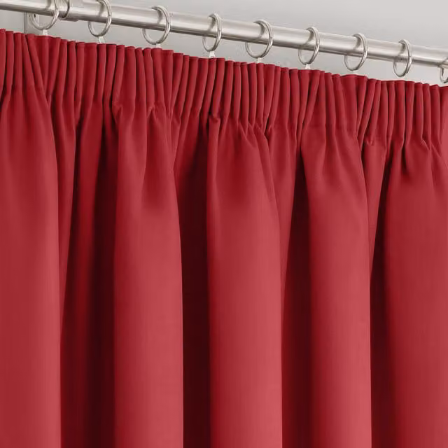 Velosso Manhattan Red Pencil Pleat Blackout Thermal Insulating Curtains, Width: 228 cm, Drop: 228 cm