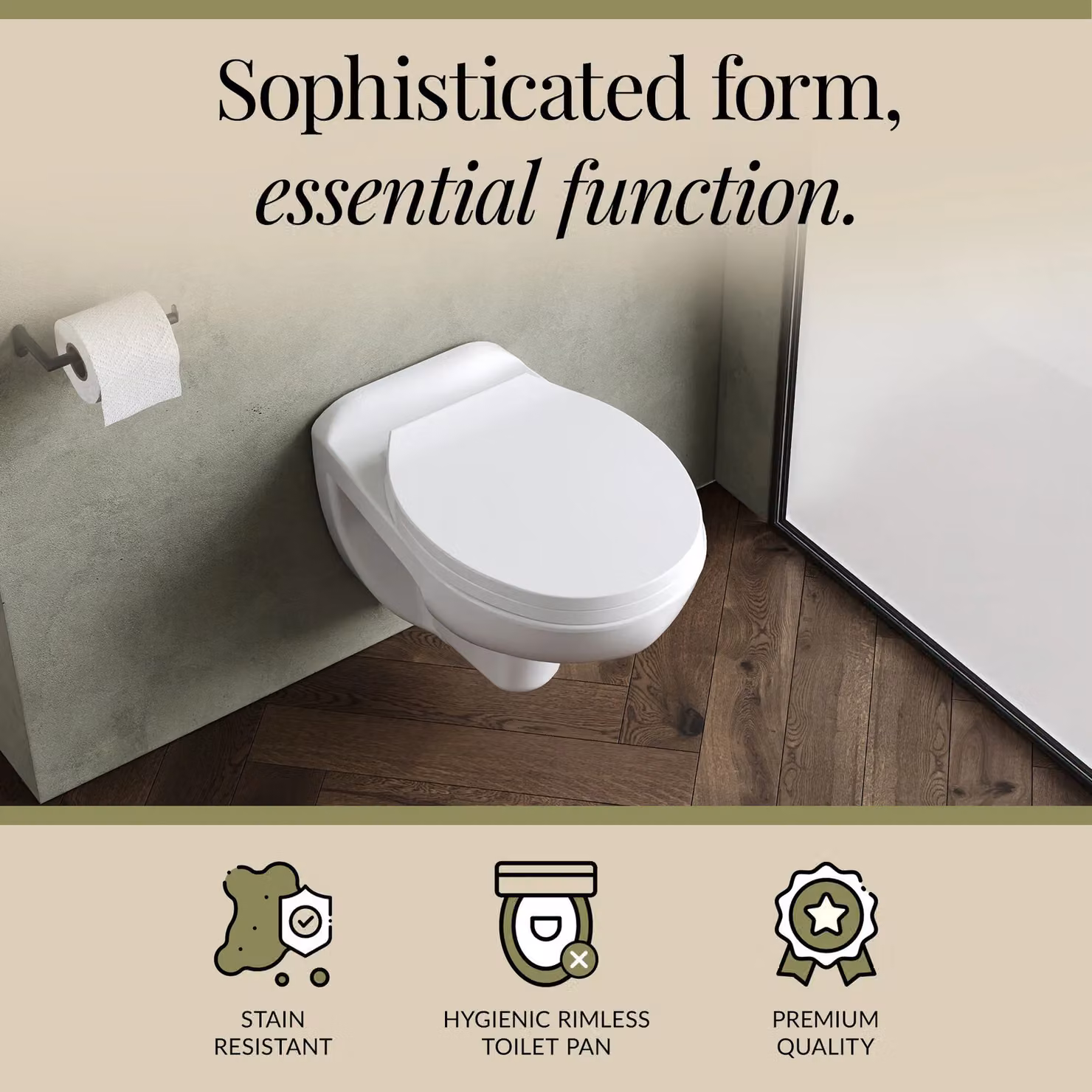 Balterley Adley Wall Hung Rimless Ceramic Toilet Pan with Soft Close Seat, White, W: 53.5 cm – 3