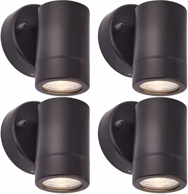 Loops 4 Pack Dimmable Outdoor IP44 Recessed LED Downlight, Matt Black and Transparent Glass