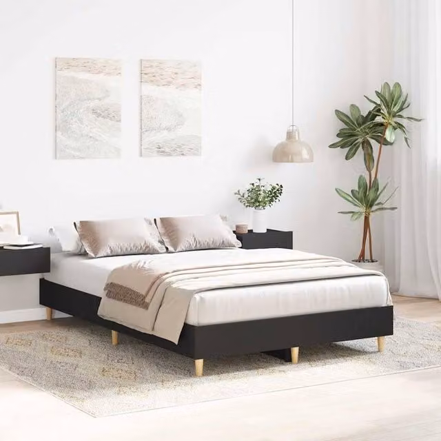Berkfield Home Durable Bed Frame in Black, W/D/H: 135 x 190 x 25 cm – 1