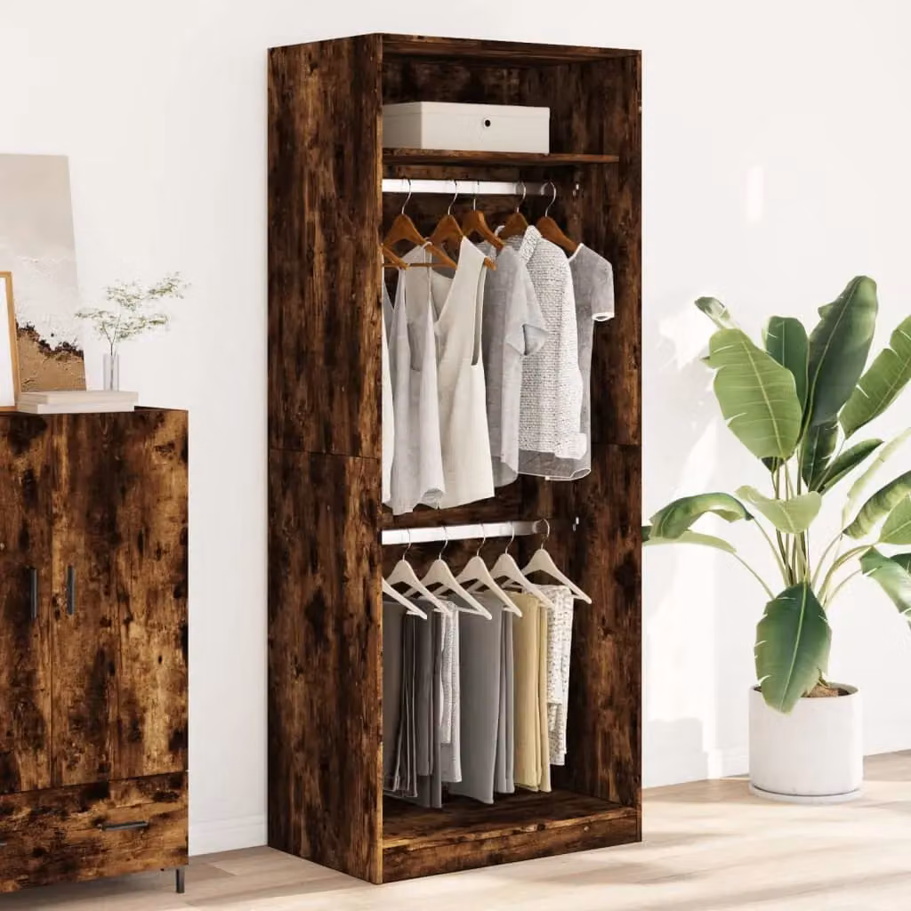 Berkfield Home Smoked Oak Wardrobe in Brown, W/D/H: 80 x 50 x 200 cm – 3