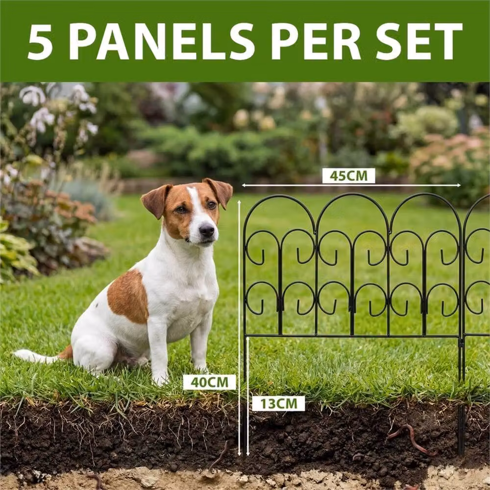 VOGREX 5 Metal Garden Edging Panels Lawn Path Border Fence, Black – 2
