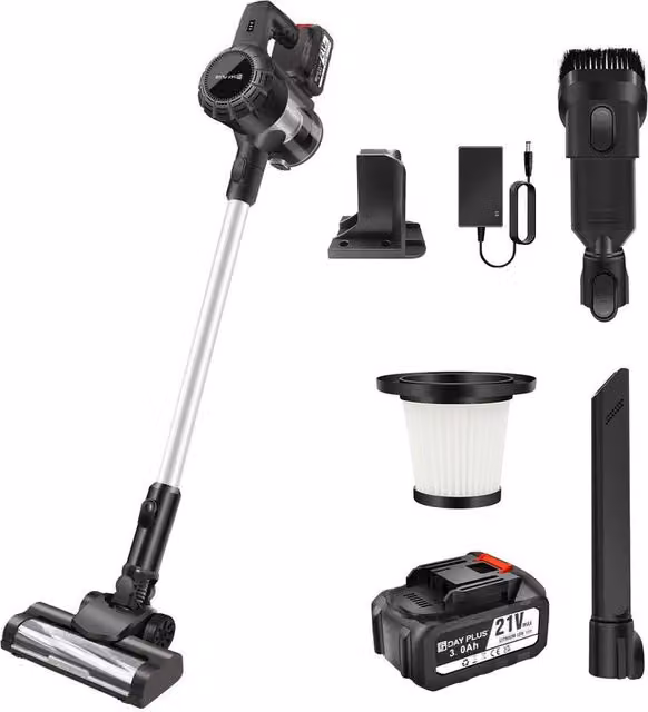 PAWNORA Bagless Vacuum Cleaner Kit with Spare Battery, Black