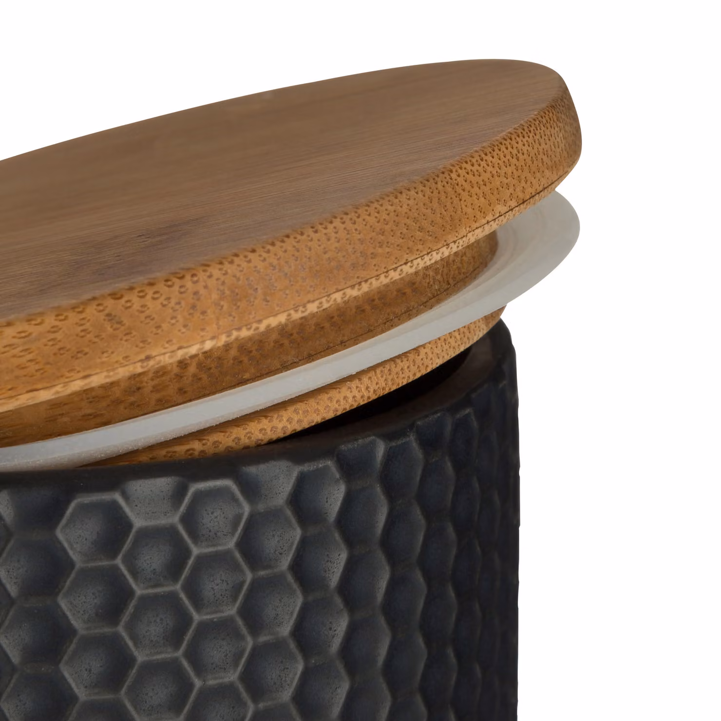 Orsina Maison by Premier Geome Geometric Dolomite Hex Canister with Bamboo Lid, Black and Gold, 750 ml – 4