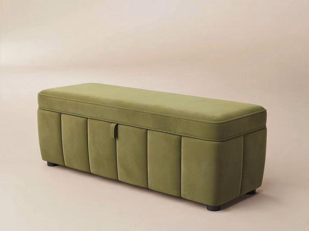 Solace+Co Emilie Upholstered Blanket Box in Green – 3