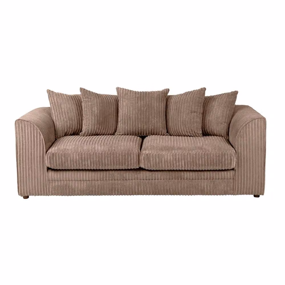 LUXURY LIFE Declan Jumbo Cord Fabric Sofa Set in Light Brown – 2