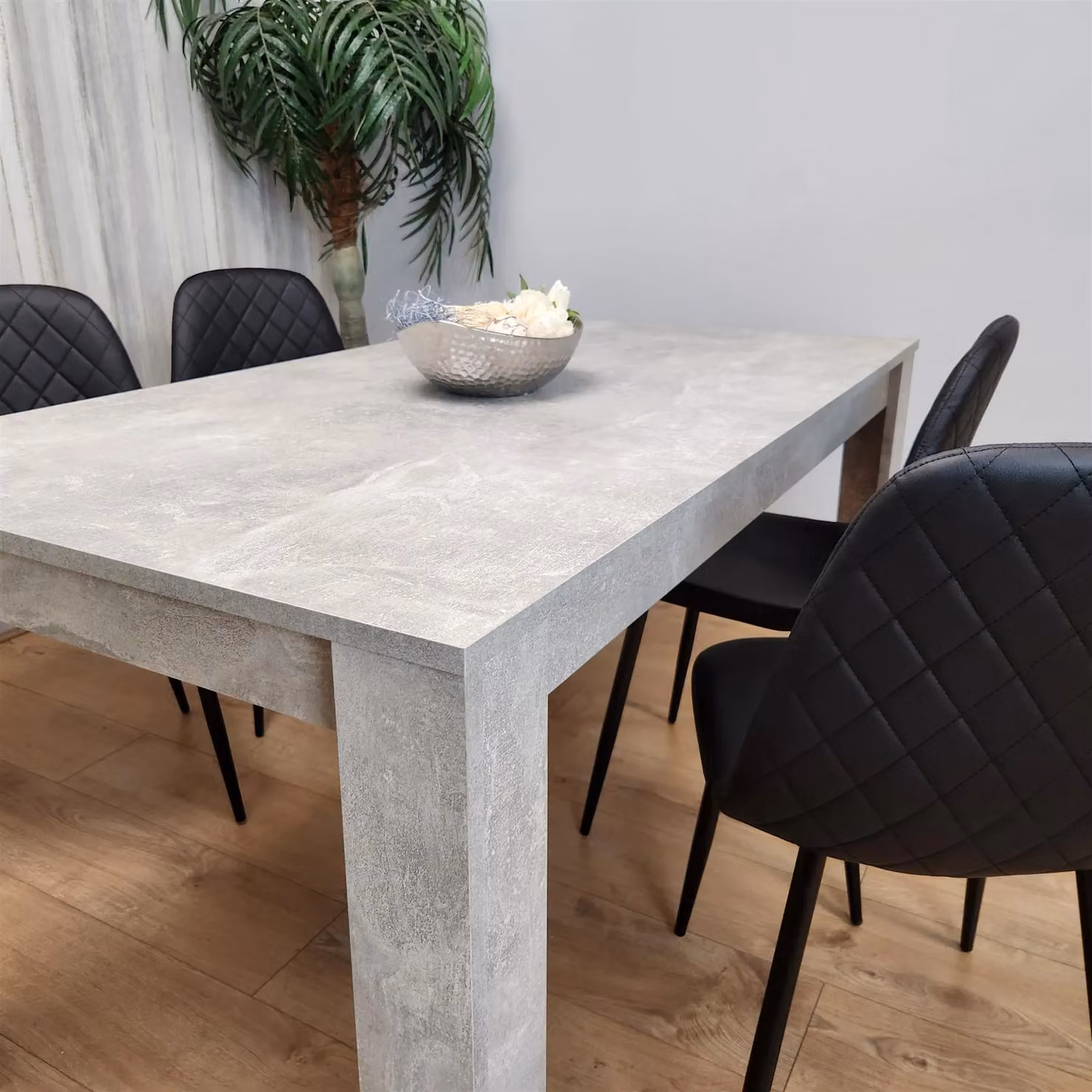 KOSY KOALA Modern Rectangular Dining Table Set with 4 Black Faux Leather Chairs in Brown – 3
