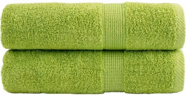 Berkfield Home SOLUND Premium Cotton Terry Shower Towels, Apple Green, 2 Pack, W: 70 cm, L: 140 cm, 600 gsm – 1