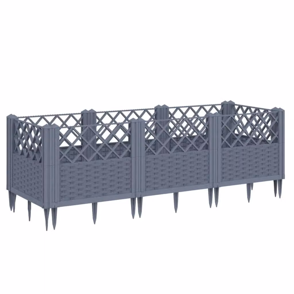 Berkfield Home Garden Planter with Pegs in Blue and Grey, W: 123.5 cm, D: 43.5 cm, H: 43.5 cm – 2