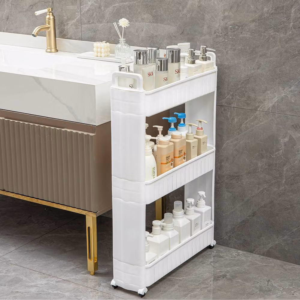 Simpa 3 Tier Wide Multipurpose Kitchen and Bathroom Storage Trolley with Wheels, White – 3