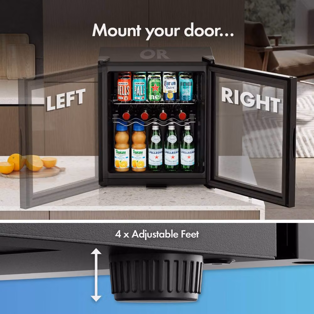 VonHaus 50L Mini Compressor Drinks Fridge in Black with LED Interior Light and Bottle Rack – 6