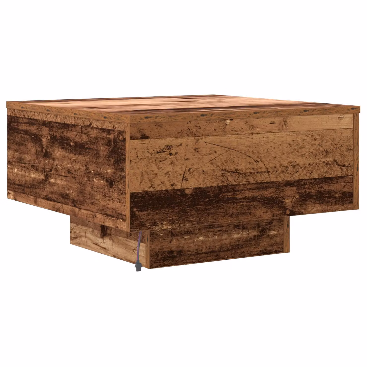 Berkfield Home Modern Square Wood Coffee Table with LED Lights in Brown W/D/H: 55 x 55 x 31 cm – 3
