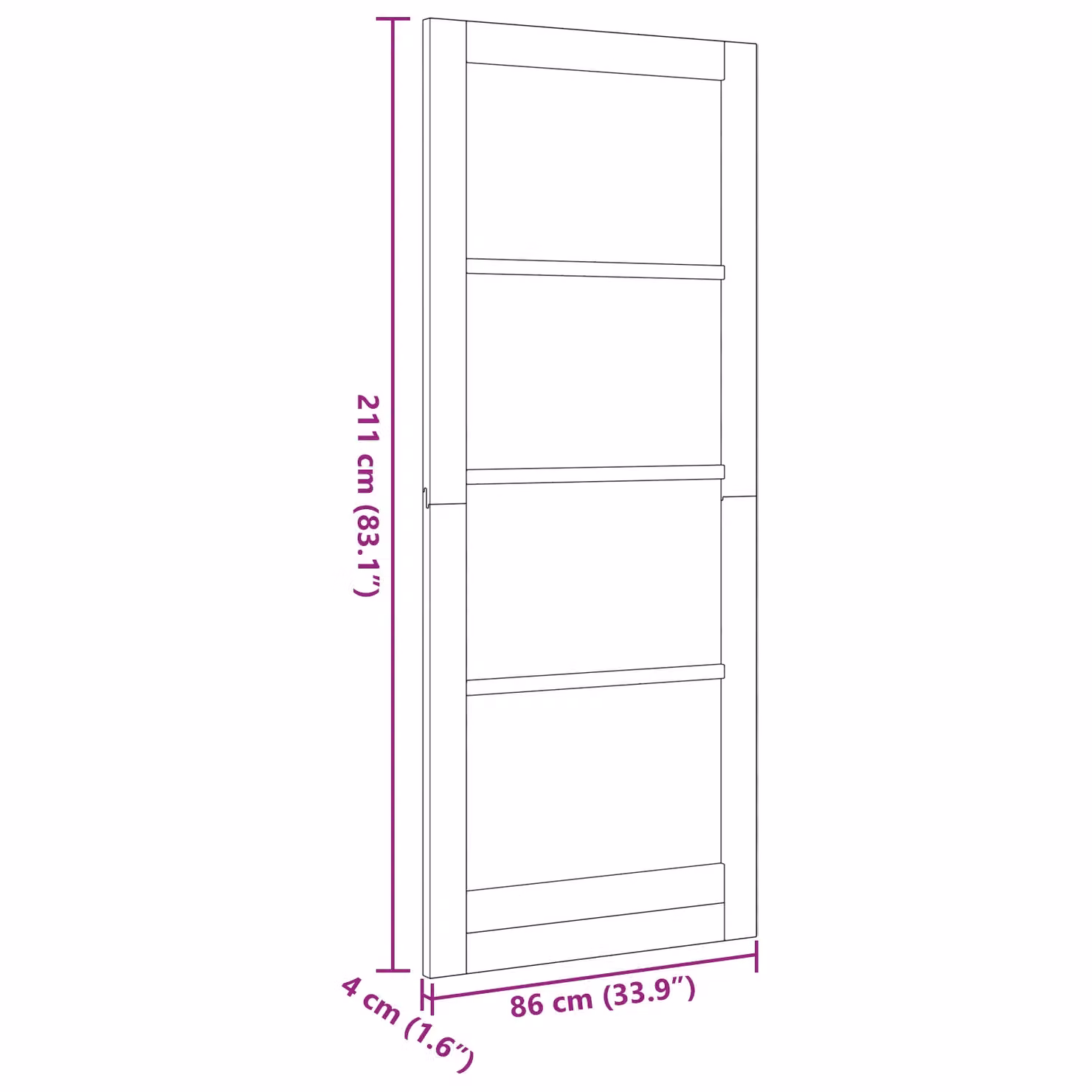 Berkfield Orkdal Rustic Sliding Interior Door in Beige Solid Wood Pine, W/D/H: 86 x 4 x 211 cm – 2