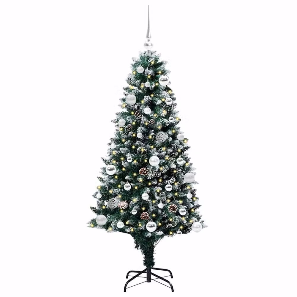 Berkfield Home Artificial Green Christmas Tree with 150 Warm White LEDs and Stand, Height: 150 cm – 3