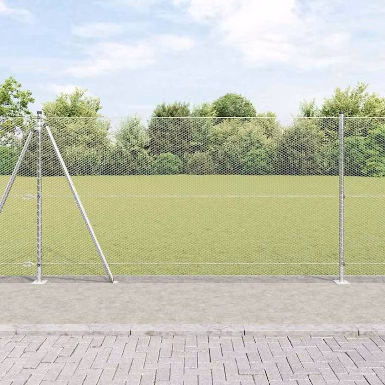 Berkfield Home Silver Galvanised Steel Hexagon Fence, H: 120 cm x L: 50 m