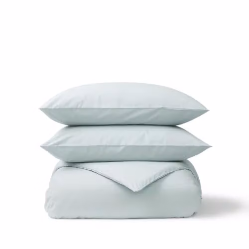 Christy Organic Cotton Percale Duvet Cover and Pillowcase Set in Blue Green, W/D/H: 140 x 200 cm and 50 x 70 cm – 2