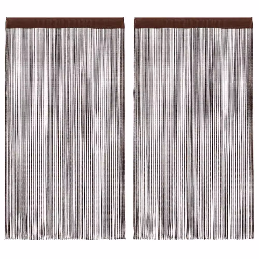 Berkfield Home Brown String Curtains, 2 Pack, W: 100 cm, H: 250 cm – 2