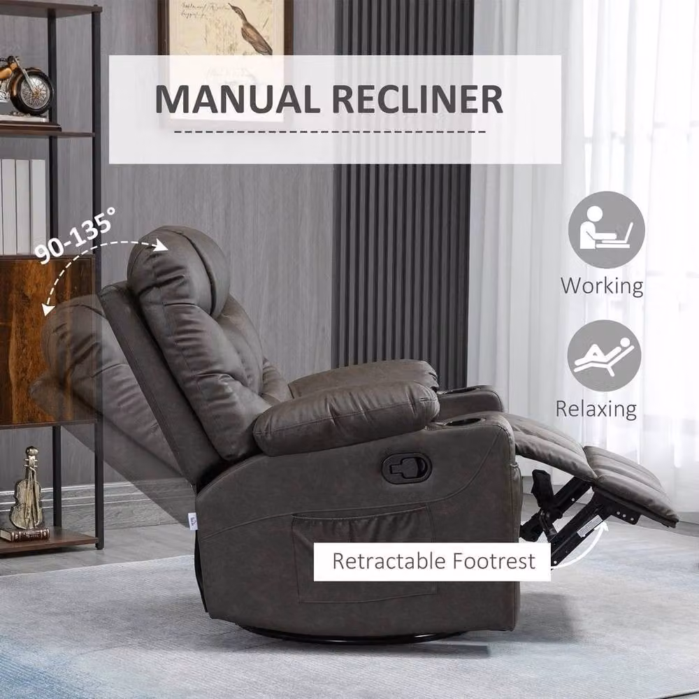 FORGEVIO Manual Recliner Chair with Footrest in Brown – 4
