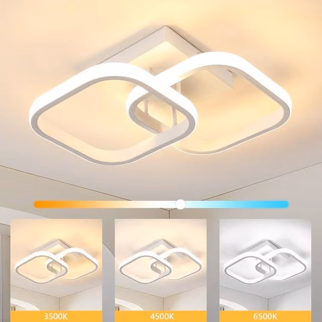 Pheashine Modern 18W LED Ceiling Light with Double Square Cross Design in White