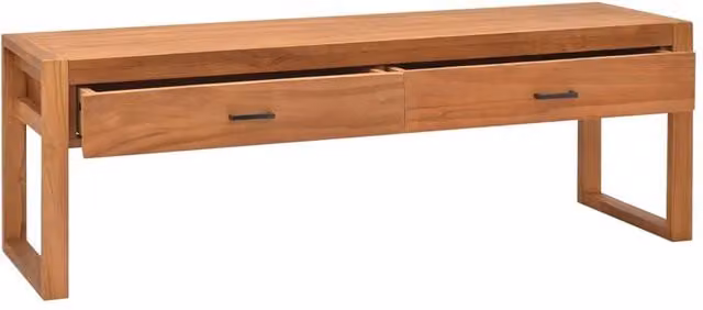 Berkfield Home Rustic Teak Wood TV Cabinet in Brown, W/D/H: 140 x 40 x 45 cm