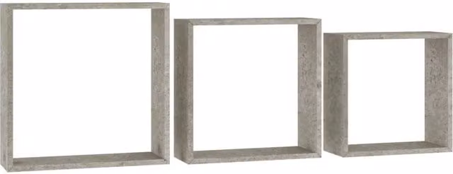 Berkfield Home Wall Mounted Cube Shelves, 3 Piece Set, Concrete Grey