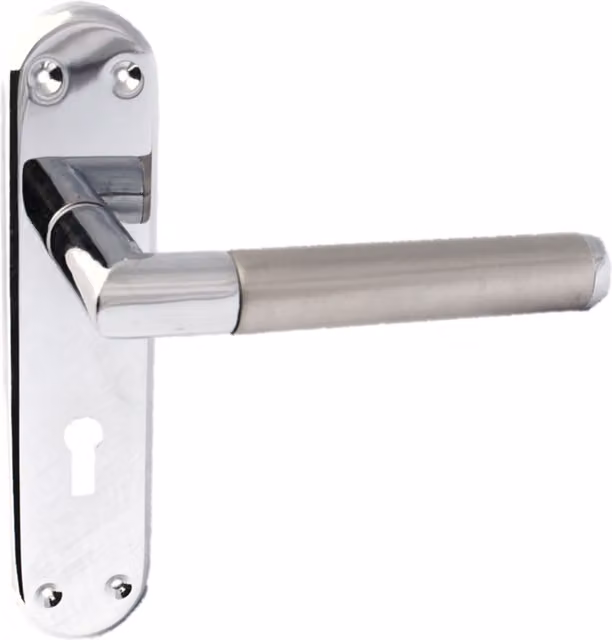 Betley Butterfly Door Handles in Chrome Silver with Plate