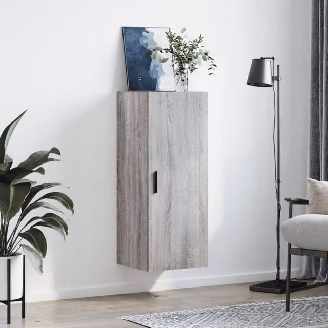 Berkfield Home Wall Mounted Cabinet in Grey Sonoma, W/D/H: 34.5 x 34 x 90 cm – 1