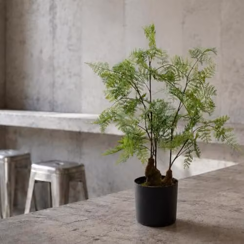 Leaf Artificial Moss Base Fern Foliage Potted Plant, Green, Height: 60 cm – 2