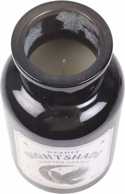 KDMK Mystic Raven Deadly Nightshade Gothic Apothecary Scented Candle in Black Glass Tabletop Figure