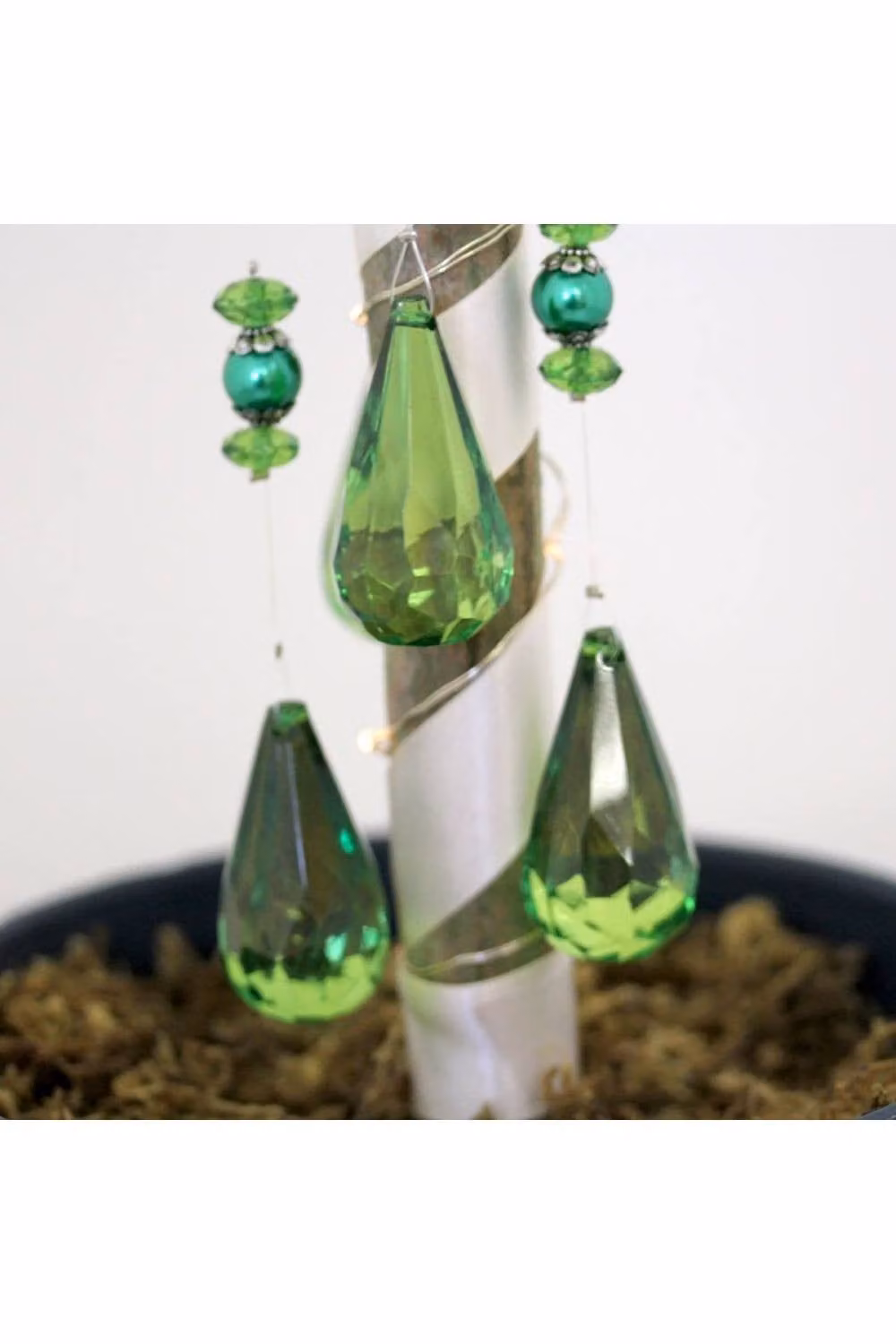 KDMD Green Teardrop and Pearl Glass Crystal Hanging Garlands – 2