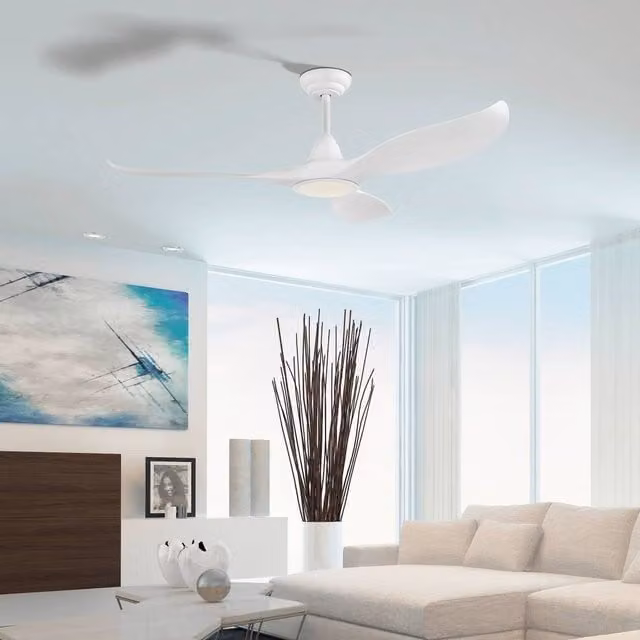 Eglo Cirali 52 LED Ceiling Fan Light with 3 Reversible Blades, Dimmable and Remote Controlled, White Finish