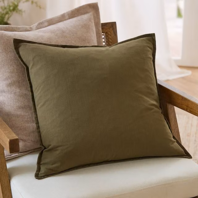 Make It A Home Slub Cotton Square Cushion in Lichen Green
