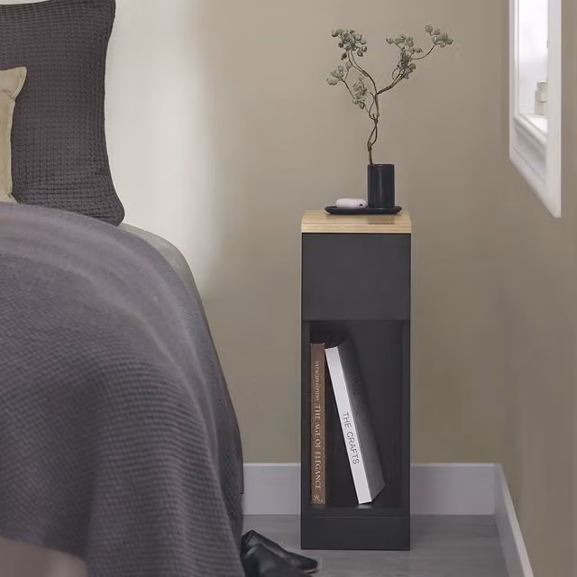 SoBuy Modern Narrow Bedside Table and Nightstand in Black