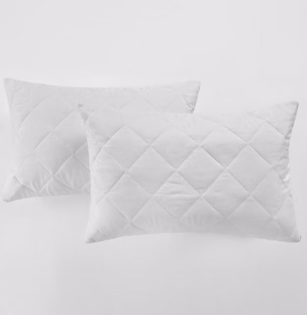 OHS Cosy Pack of 2 White Quilted Pillow Protectors
