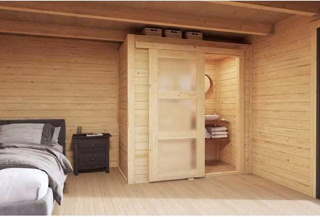 Lasita Maja Ltd S-Log Cabin Internal Room Kit for Garden Rooms and Home Offices, Brown, Height: 205 cm