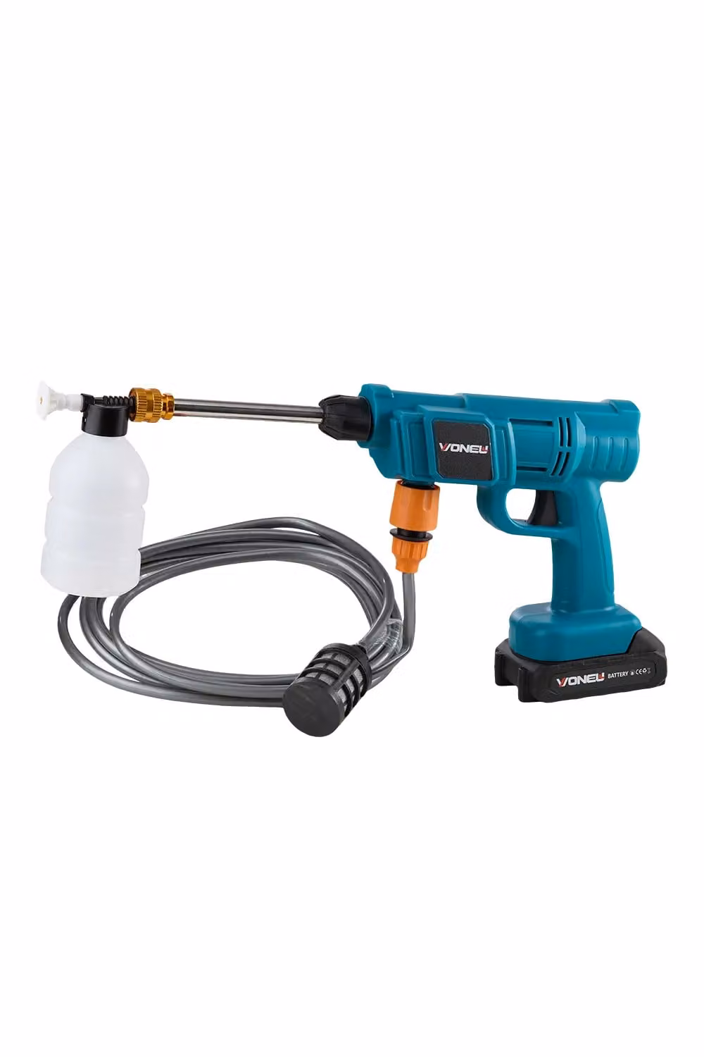 Living and Home Blue Portable Cordless Handheld High-Pressure Washer with 2 18.5V Rechargeable Batteries, 5m Hose and 3 Nozzles – 3